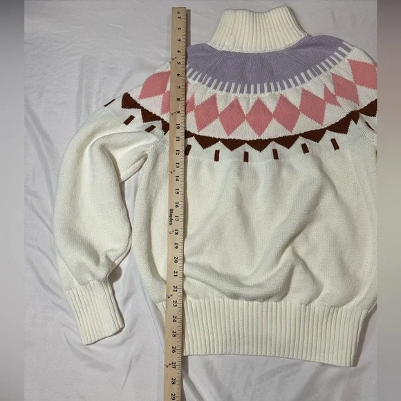 Free Assembly Cream Sweater with Pink and Purple Patterns- Cotton & Wool - Picture 9 of 15